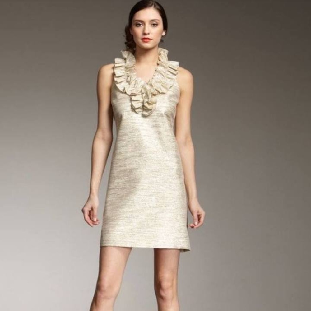 Kate spade gold ruffle dress